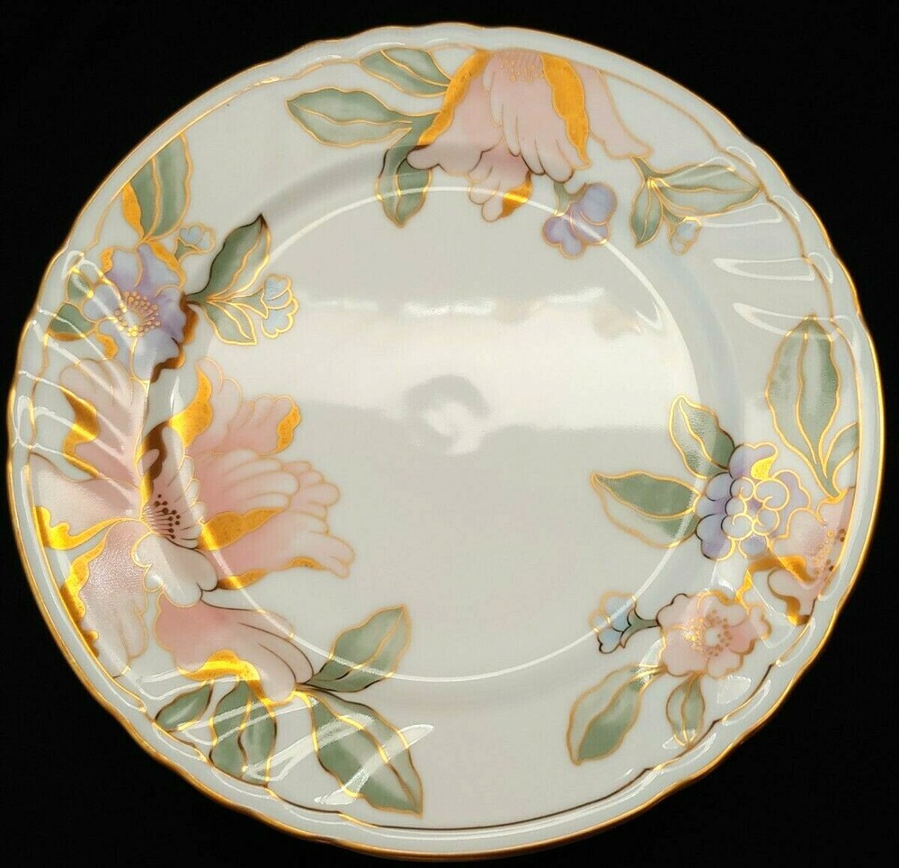 Set Of 2 Fitz & Floyd Fleur Fantasia Peach Dinner Plates 10 1/4