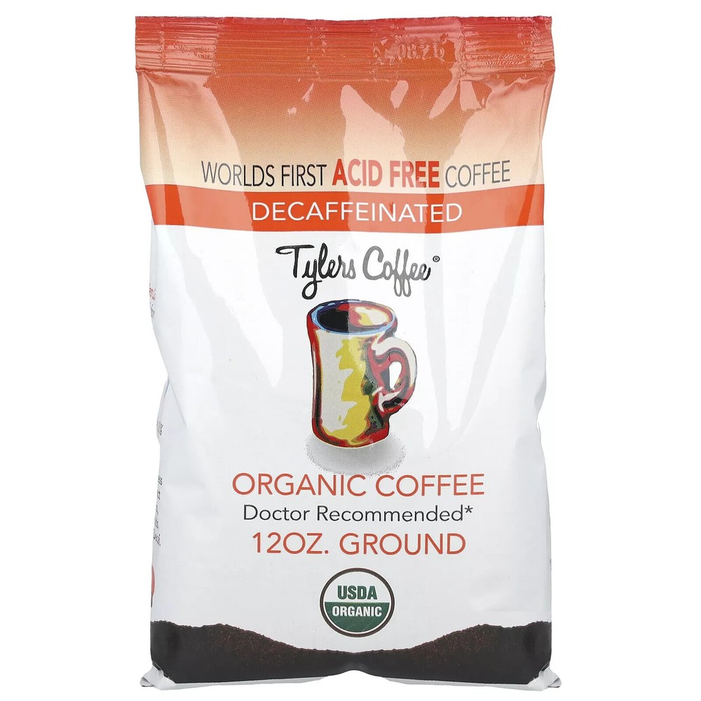 Tyler’s Acid Free Organic Ground Coffee - 100% Arabica Full Flavor Decaf - 12oz-image