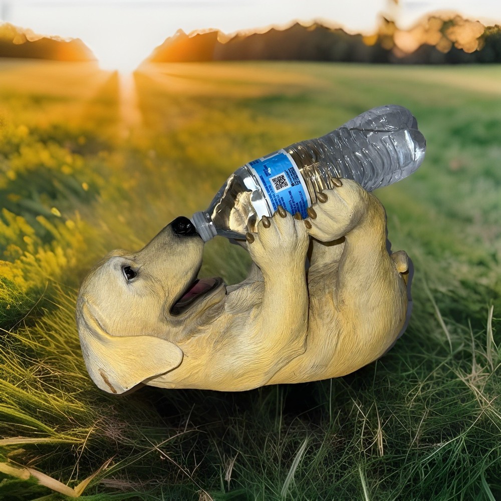 Playful Pup Wine Bottle Holder Foster And Rye Yellow Lab Polyresin Felt Base