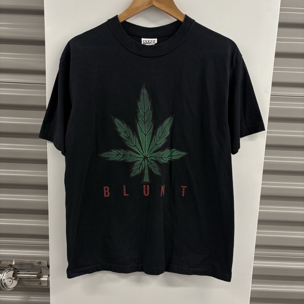 90s Vintage Blunt Weed Leaf T Shirt Single Stitch Size Medium