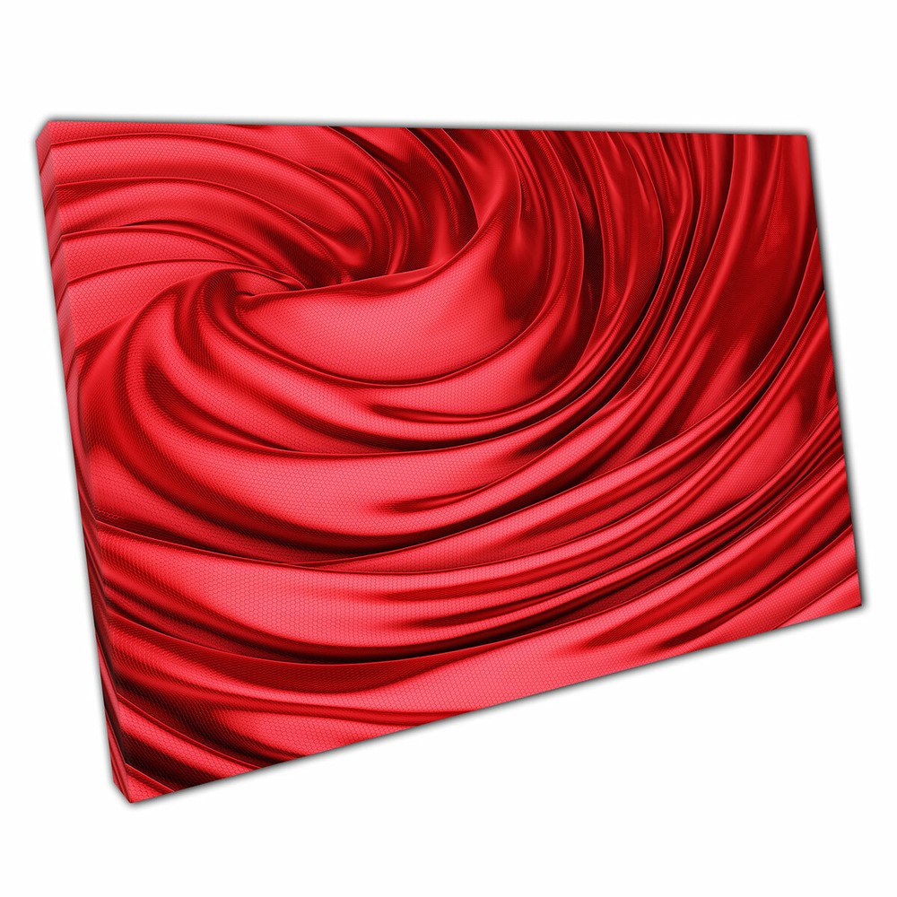 Red Swirling Classic Satin Silk Waves Cloth Texture 3D Render Style Print Canvas