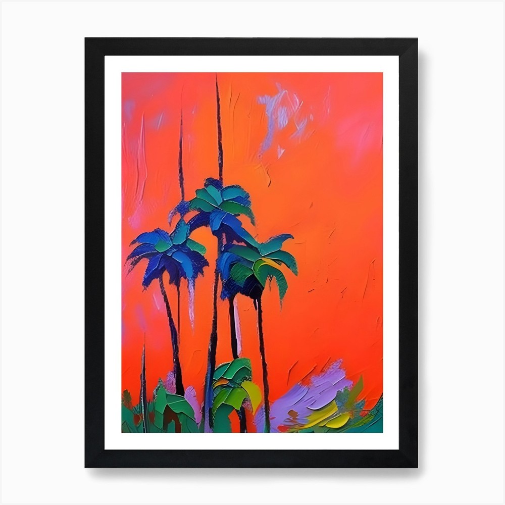 Framed Palm Trees Art Print Canvas Wall Decor Picture
