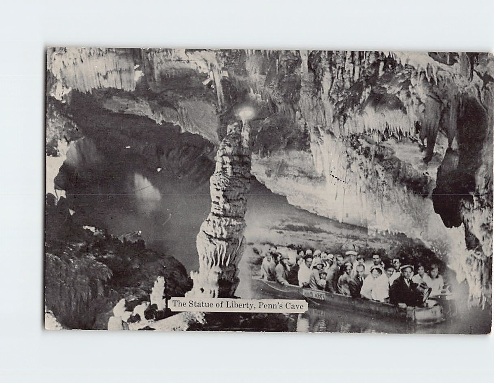Postcard The Statue of Liberty Penn's Cave Central Hall Pennsylvania USA