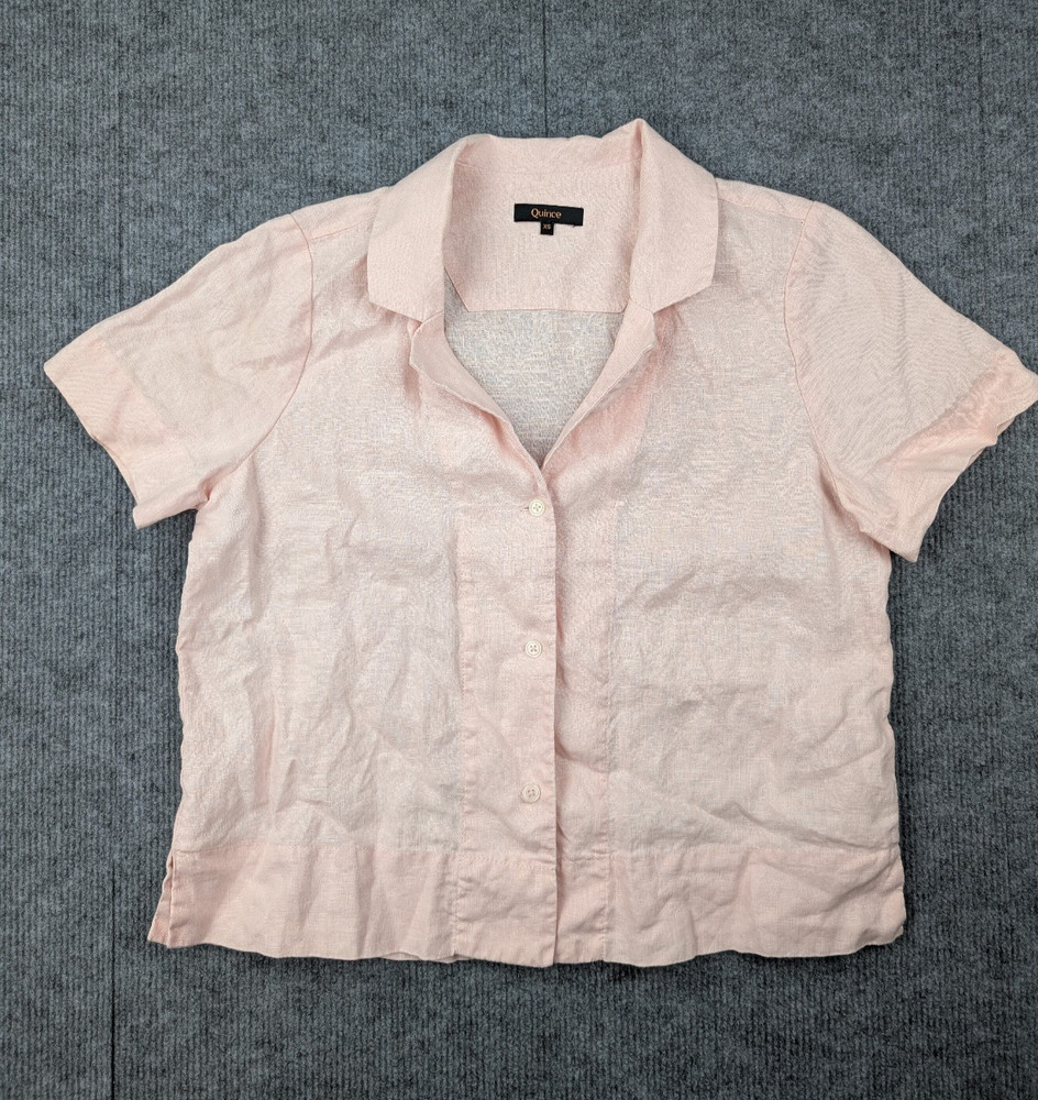 Quince Linen Button Up Shirt Women XS Pink European Camp Coastal Minimal Capsule