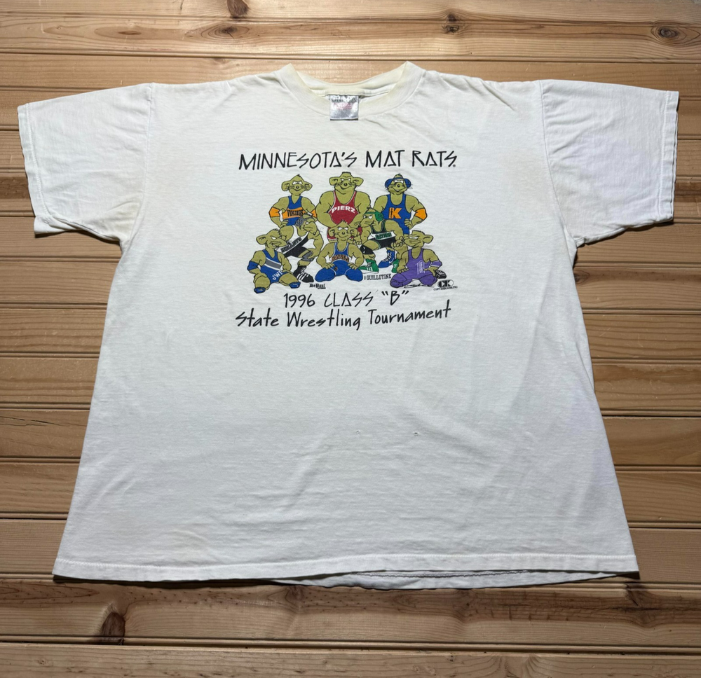 Vintage 1996 Minnesota Mat Rats Class B State Wrestling Tournament Shirt Size XL