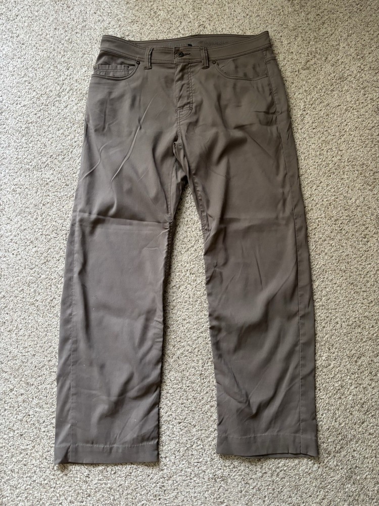prAna Pants Mens Size 34x30 Dark Beige Brion Pant Slim Straight Hiking Outdoors