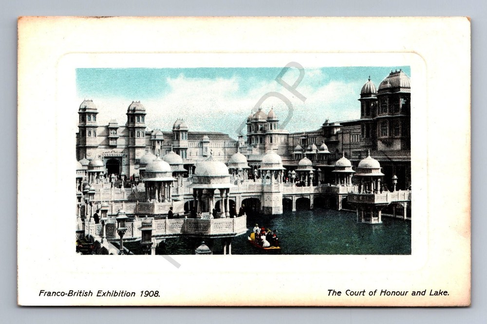 1908 Franco-British Exhibition Court of Honour Lake London Postcard A&G Taylor