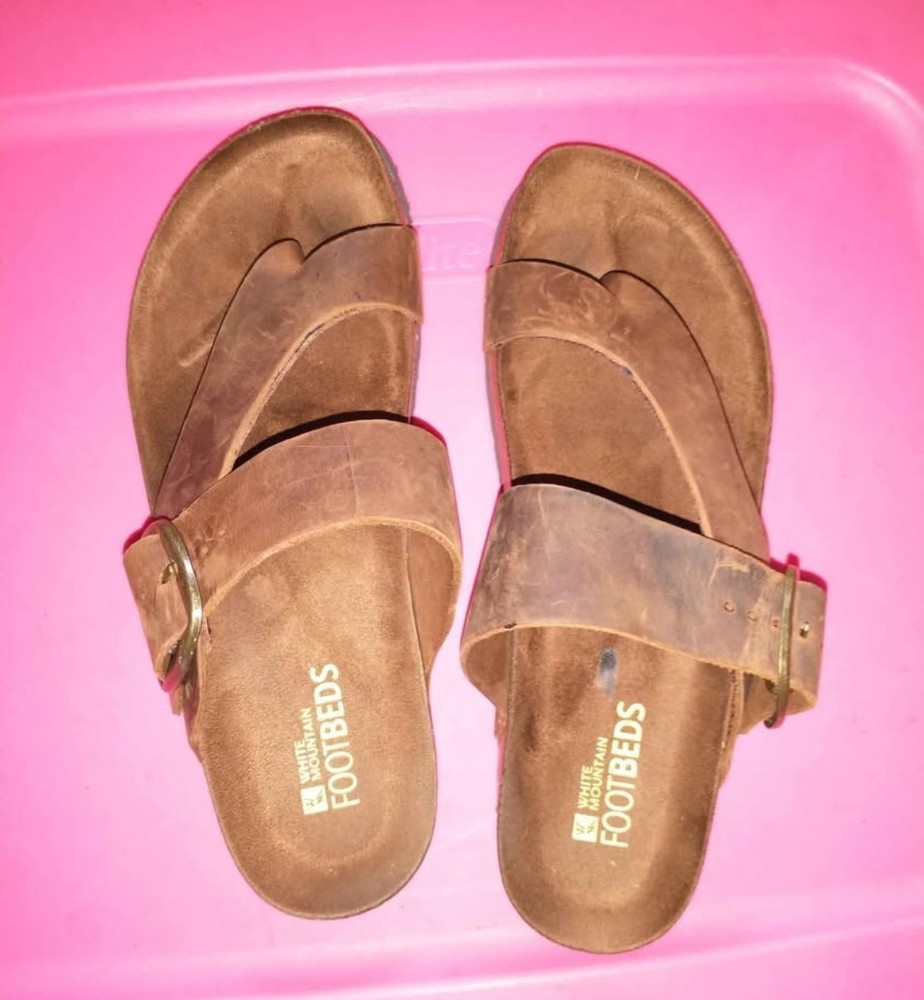 White Mountain Harley Footbed Sandal Brown Leather Women Size 11 M