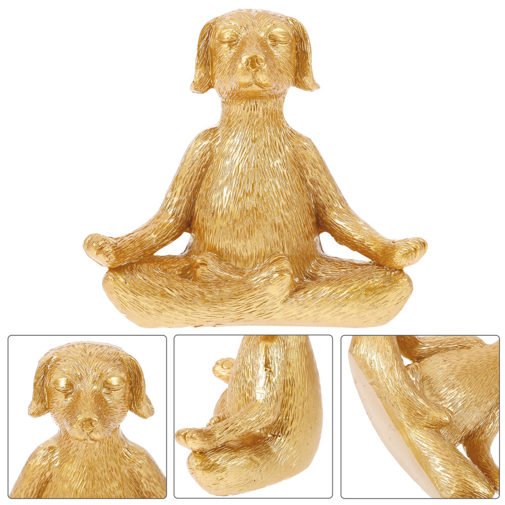 Dog Yoga Statue Desktop Resin Craft Meditating Dog Statue Household Desktop