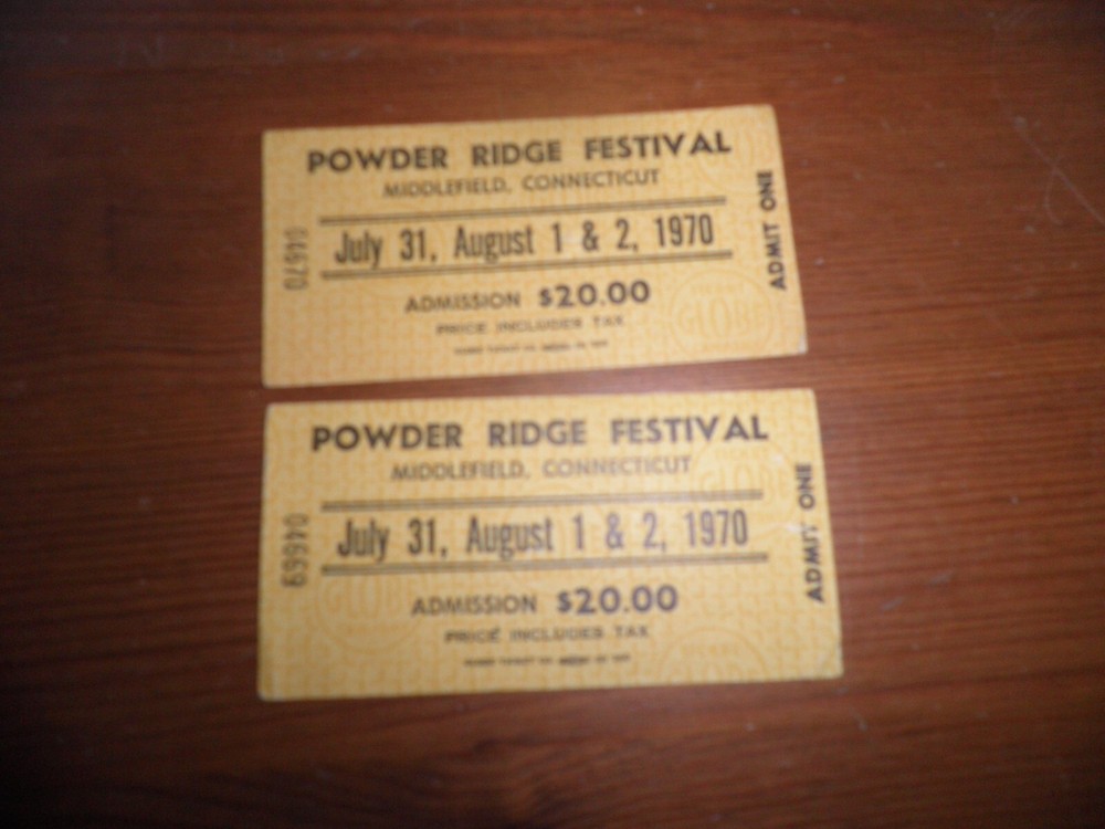 2--Powder Ridge Festival 1970 Vintage Concert Tickets--$125.00 or best offer