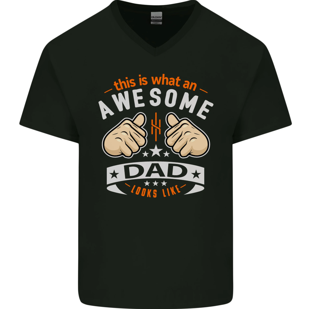 This Is What an Awesome Dad Fathers Day Mens V-Neck Cotton T-Shirt