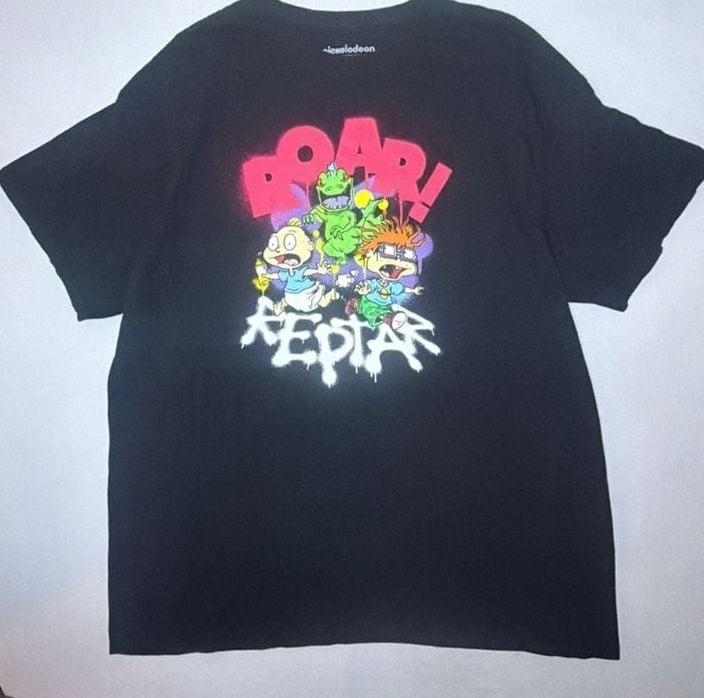 Nickelodeon Rugrats Reptar Roar Black Graphic T-Shirt
