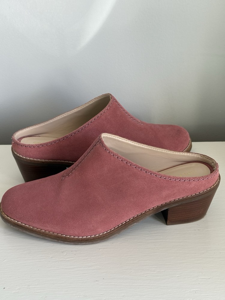 Cole Haan Dusty Pink Suede Leather Andi Heeled Mules Slip On Shoes Women’s 7.5