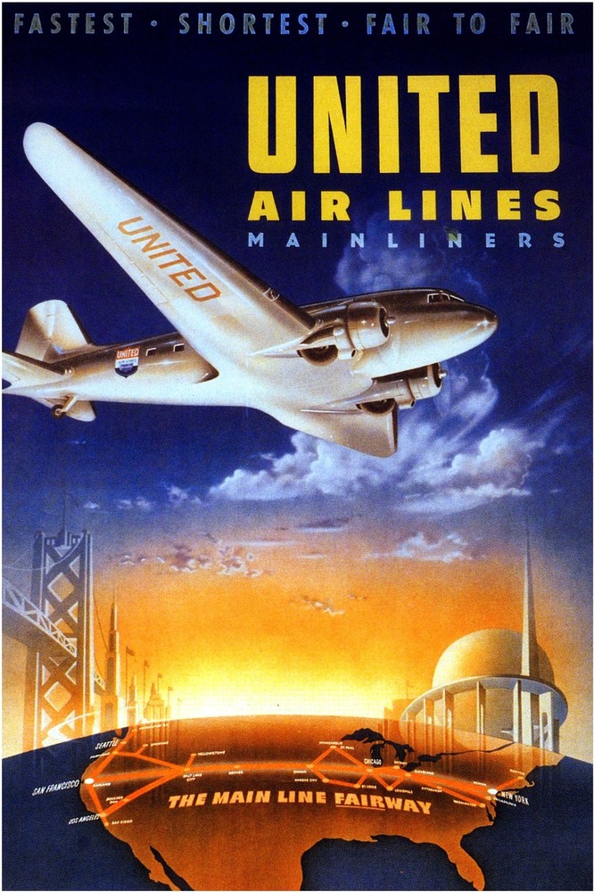 7758.Decoration Poster.Home Room wall interior design.United aviation art decor