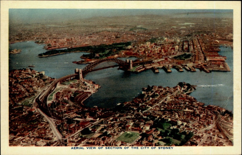 Aerial View City Sydney New South Wales Australia vintage postcard s245