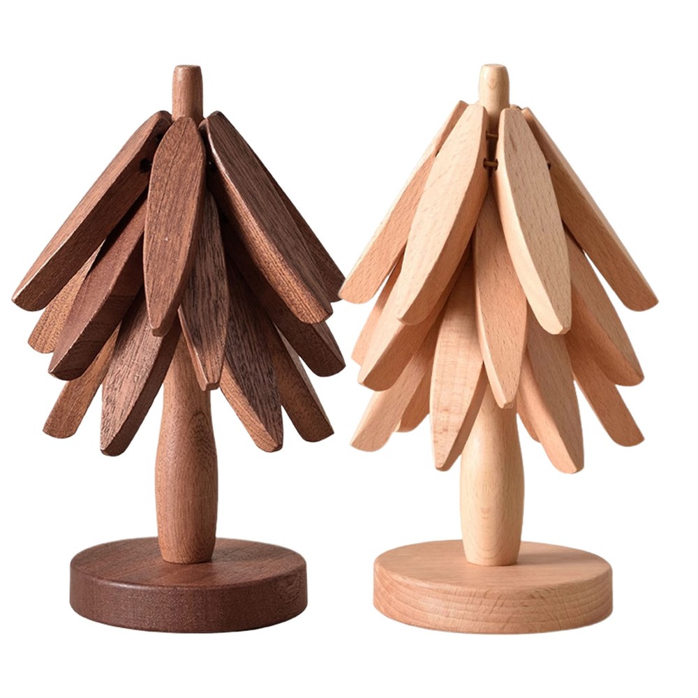 Wood Tree Coaster Set Reusable Wooden Coaster Hot Pad Trivet Wooden