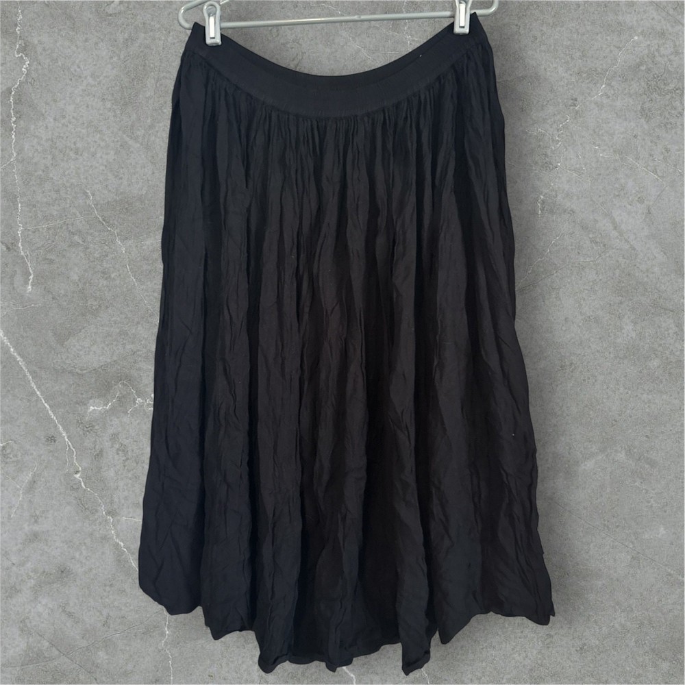 90s Black Tiered Broom Skirt Womens Large Elastic Waist Gypsy Witchy Flowy Midi