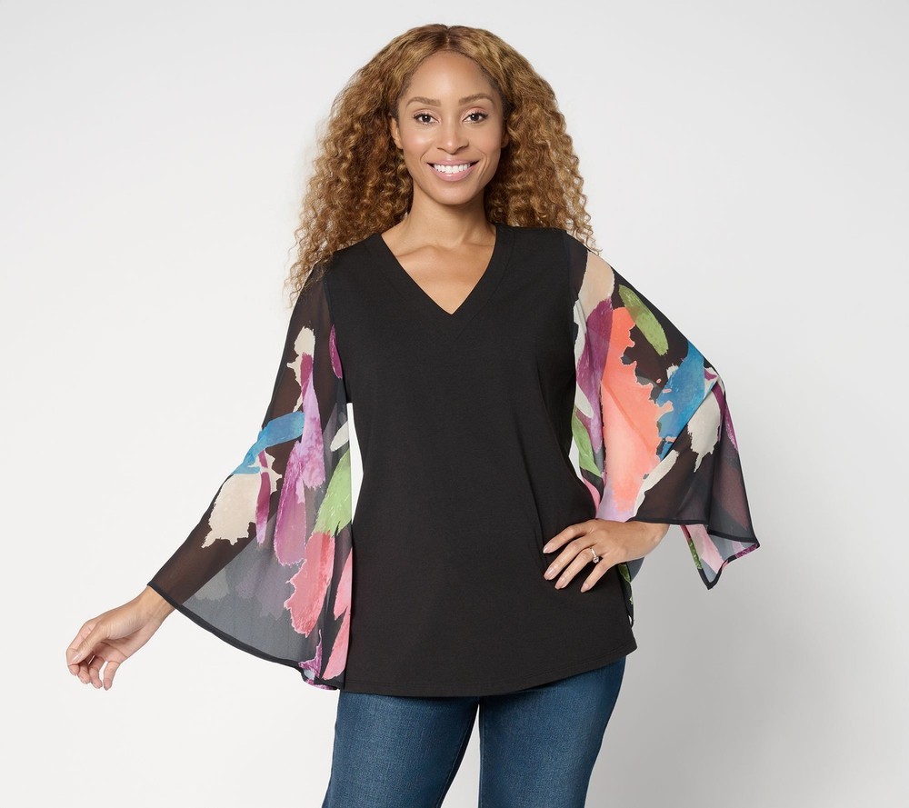 Brandis Dress Out Loud Women's Top Sz L Autumn Abstract Breezey Black A698066