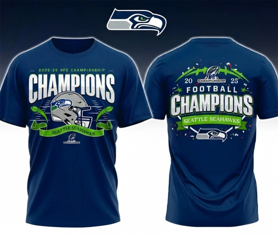 Seattle Seahawks 2025-26 NFC Championship Champions Helmet TShirt