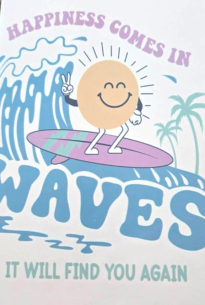 Surfing Smiley Face Waves Postcard 4