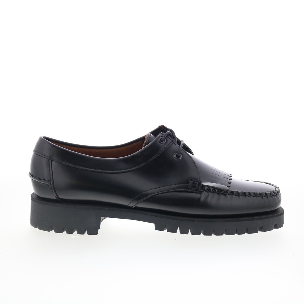 Sebago James Fringe Lug Womens Black Leather Loafers & Slip Ons Boat Shoes
