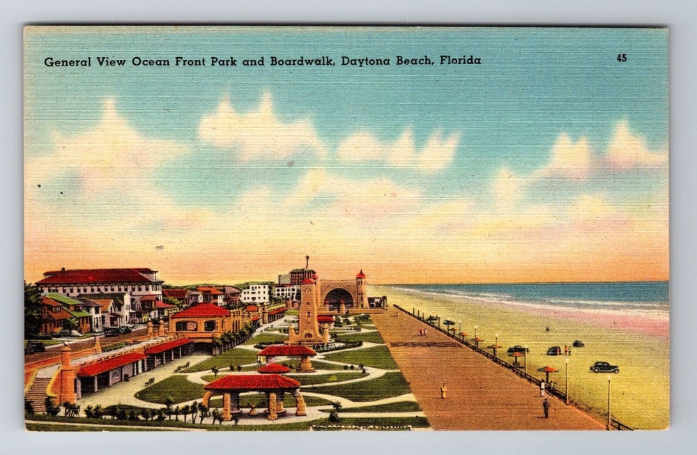 Daytona Beach FL-Florida, Ocean Front Park, Boardwalk, Vintage Souvenir Postcard