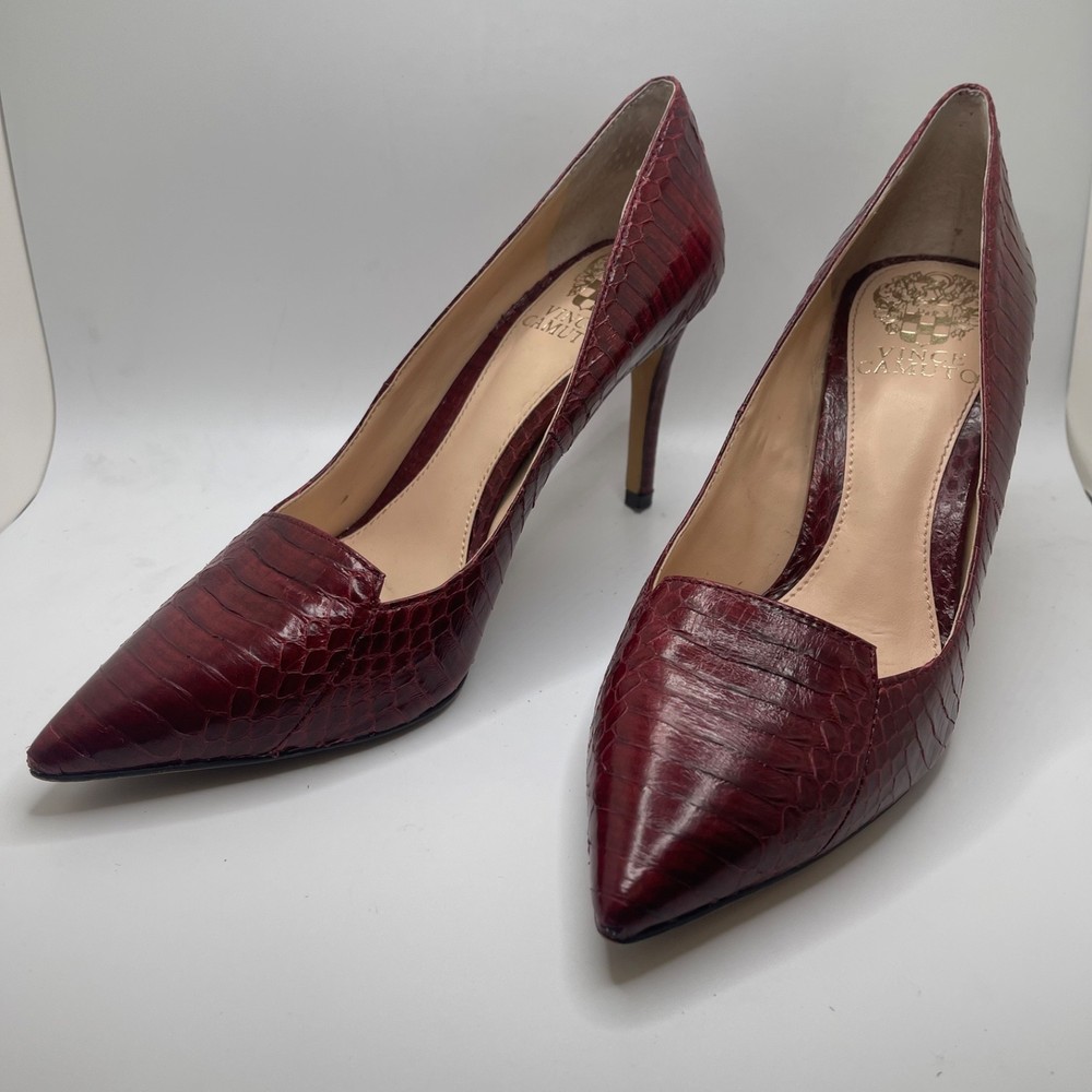Vince Camuto Burgundy Red Leather Snakeskin High Heel Pump Size 6 M