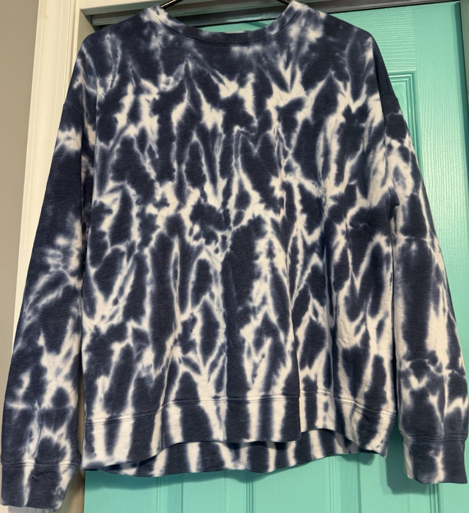 Banana Republic Women's Blue White Tie-Dye Pullover Sweatshirt S
