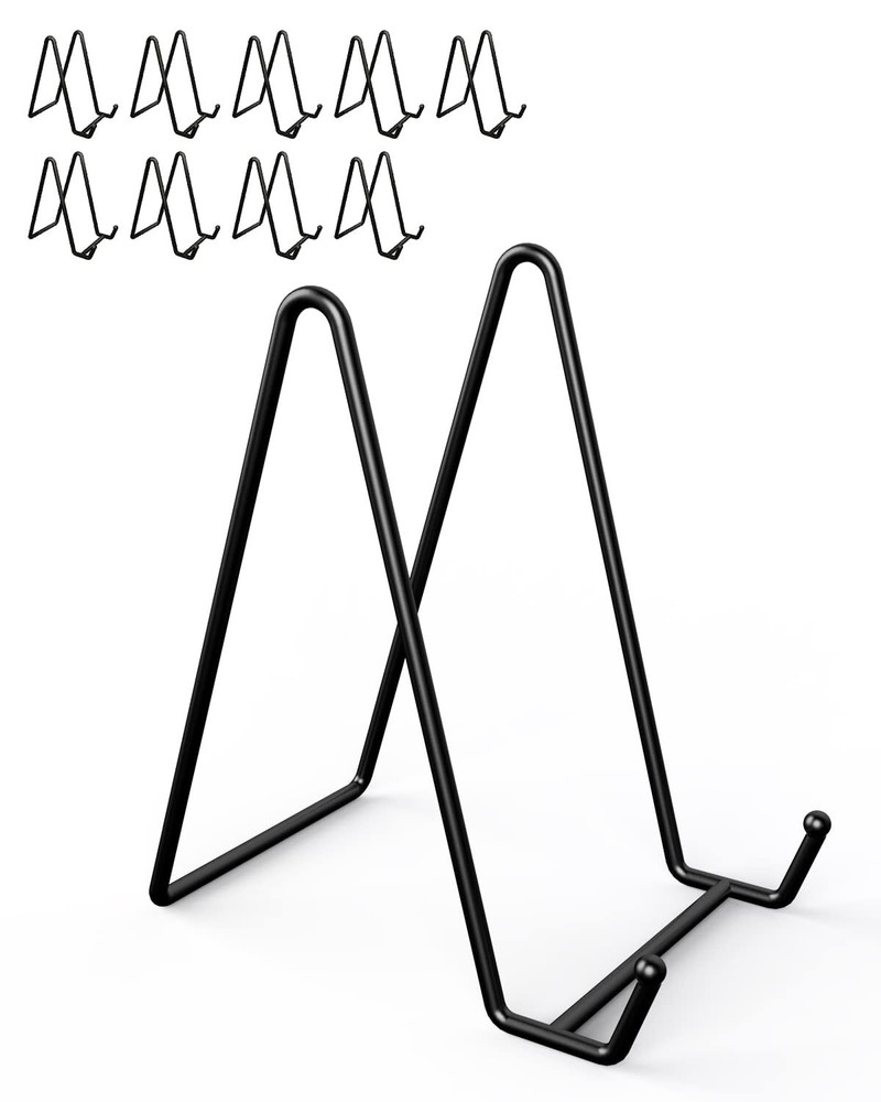 10 Packs Display Stands for Plate, 6 Inches Black Plate Stands for Display, M...