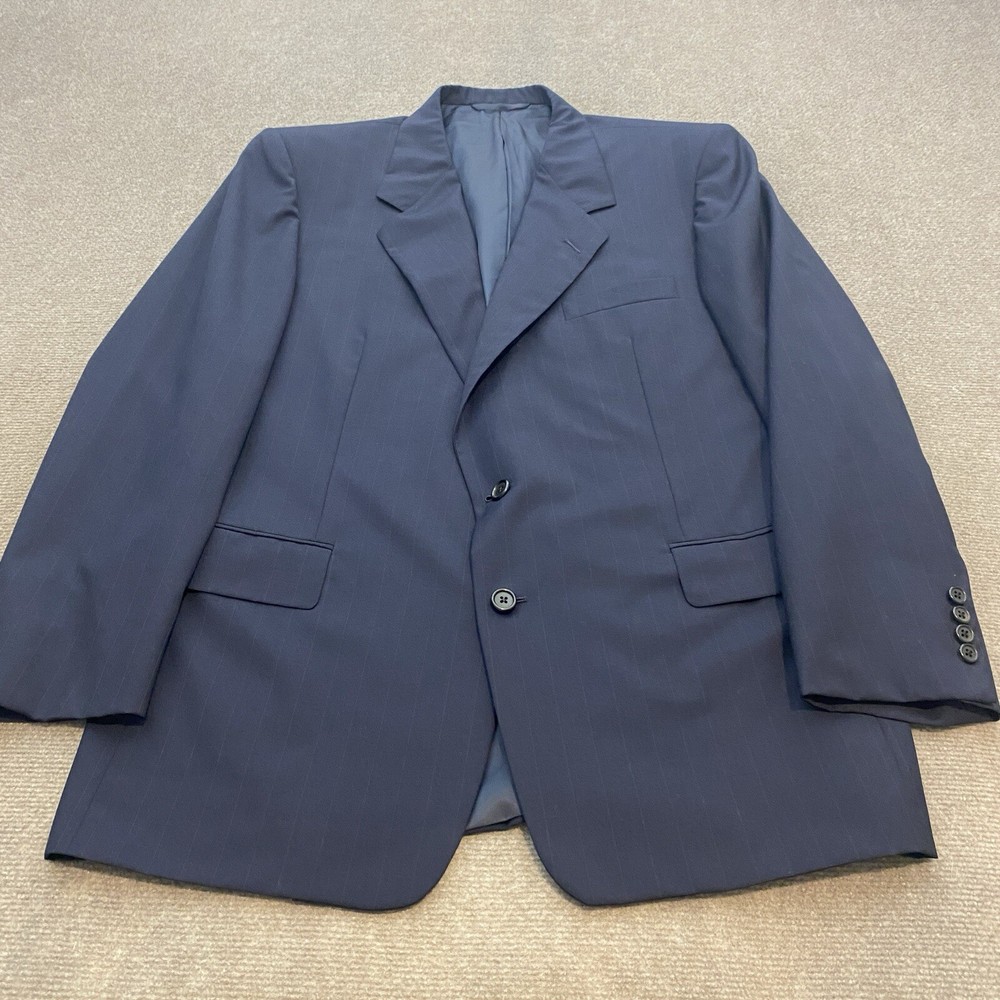 Hickey Freeman Two Button Blazer Jacket Size 44R Wool Cashmere Blue Striped