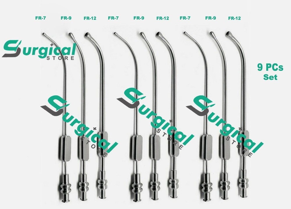 9 Pcs Dental Cannula Sinus Suction Tubes 2.5mm, 3mm & 4mm Surgical Instruments S