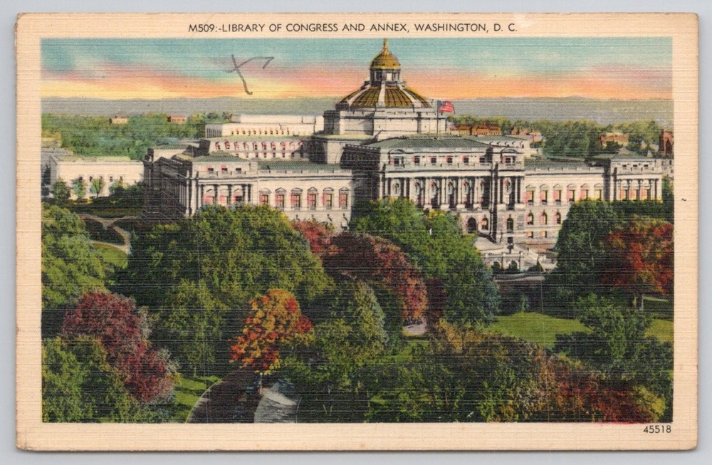 Vintage 1949 Linen Postcard Library of Congress & Annex Washington DC