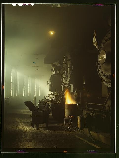 Chicago,North Western Railway Company,locomotives,roundhouse,Proviso,IL,1942