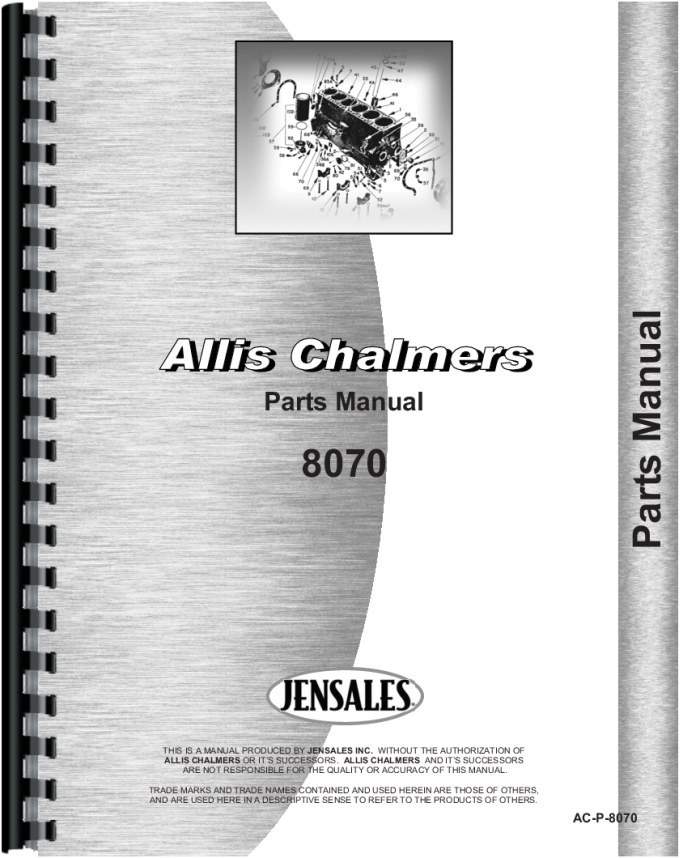 Allis Chalmers 8070 Tractor Parts Manual AC-P-8070 Repair Guide