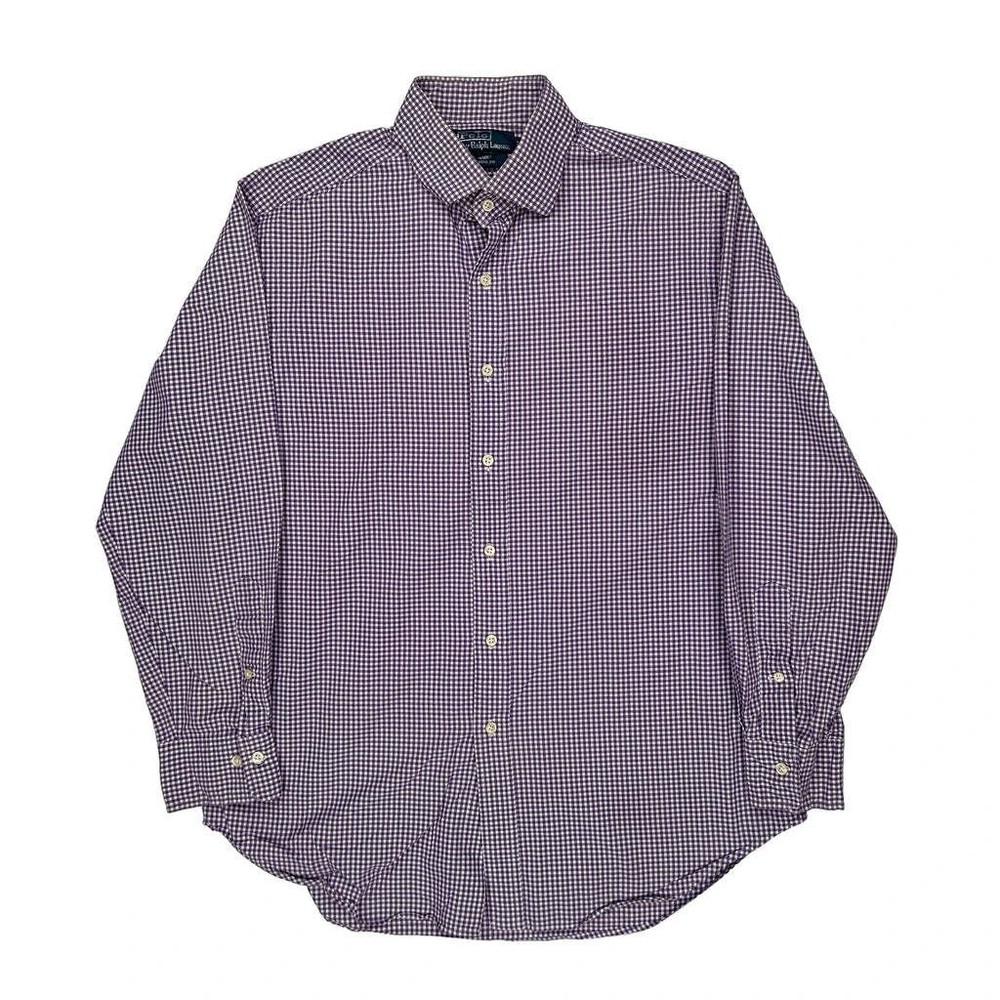 Regent Classic Fit Polo By Ralph Lauren Checked Shirt - Large Purple Cotton