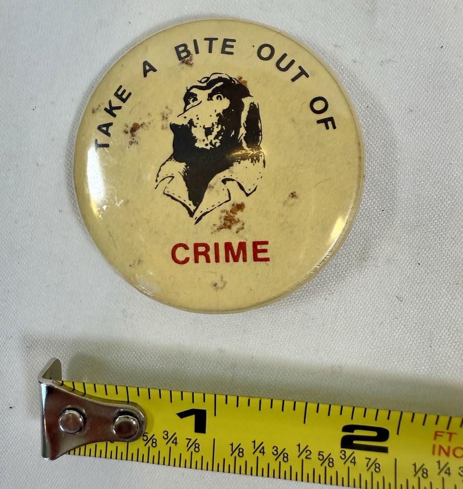 Vintage McGruff The Crime Dog 'Take A Bite Out Of Crime' Pinback Button
