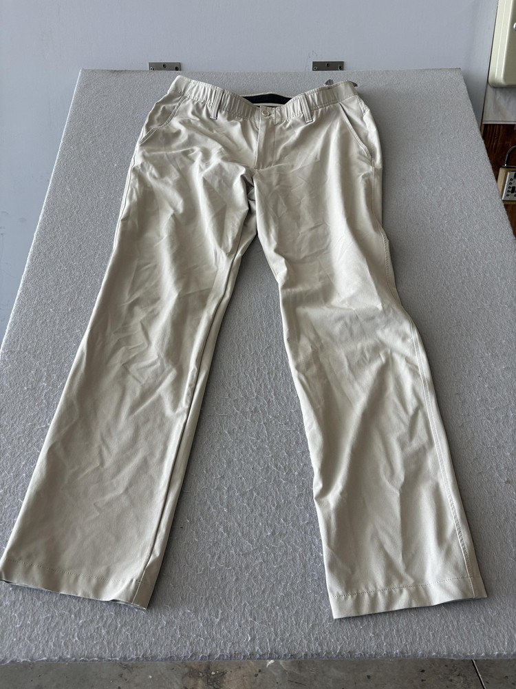 Under Armour Pants Mens 36x32 Beige Khaki Golf Straight Leg Stretch Waist