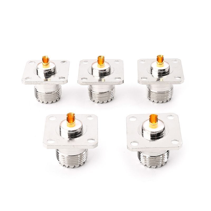 5pcs UHF SO239 Female Flange Panel Mount Straight Connector Adapter