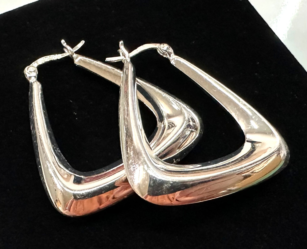 Vintage Hoop Earrings MARKED SU 925 Sterling Silver Jewelry Lot H