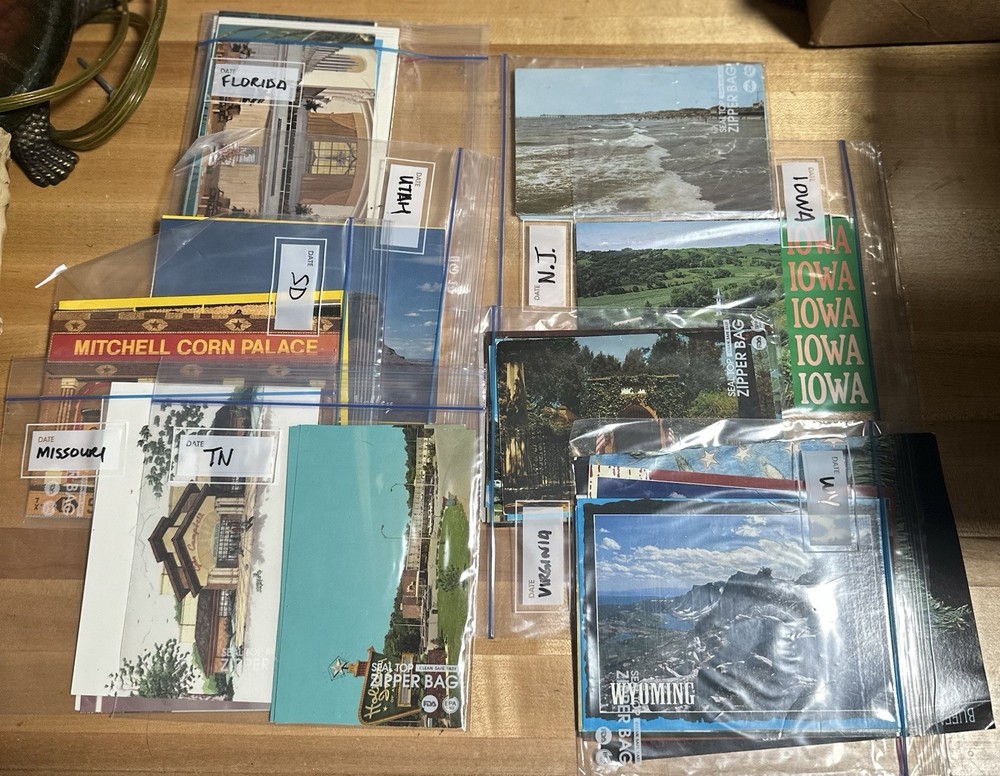 Unused Postcards Lot from US states: FL UT TN MO VA IA SD NJ WY ! 95 total