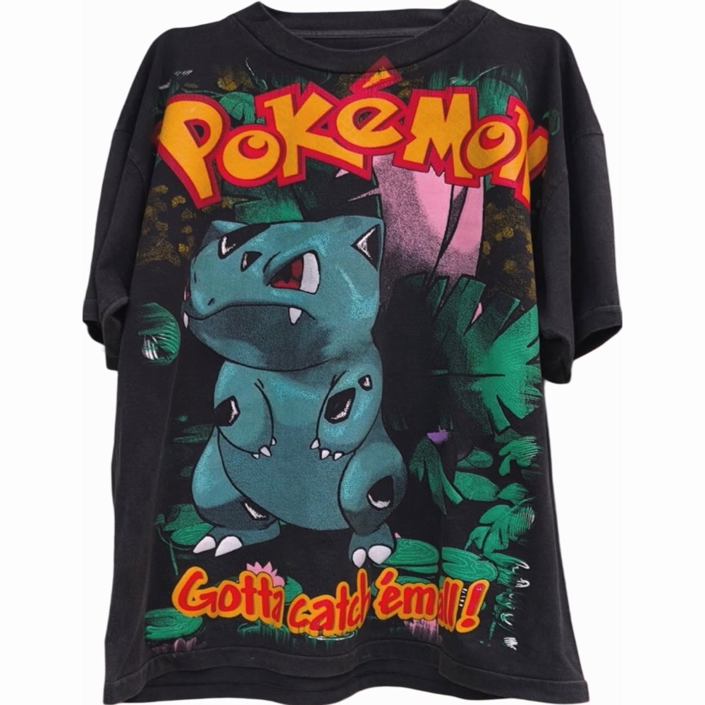 Pokémon Kanto starter Bulbasaur Boot ANIME T shirt tee XL Vintage Pikachu Cards