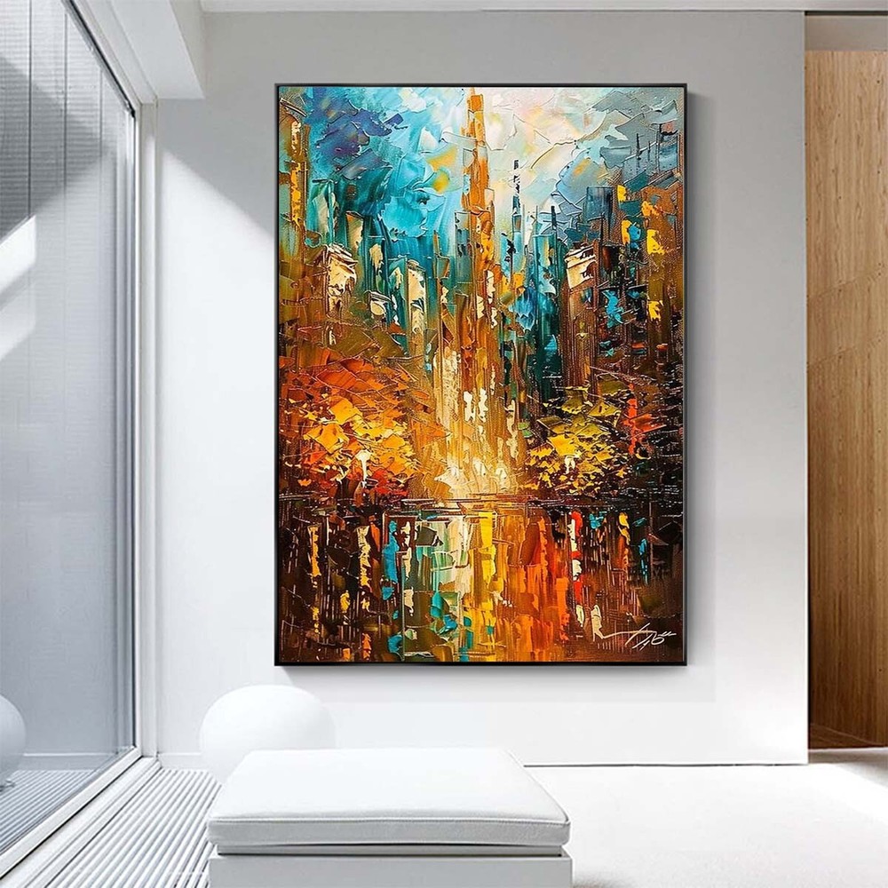 original Knife Handpainted Oil Painting On Canvas city Home Decoration wall #025