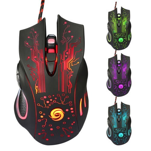 Gaming Mouse 6 Button USB Wired RGB Breathing Fire Button 3200 DPI Laptop PC NEW