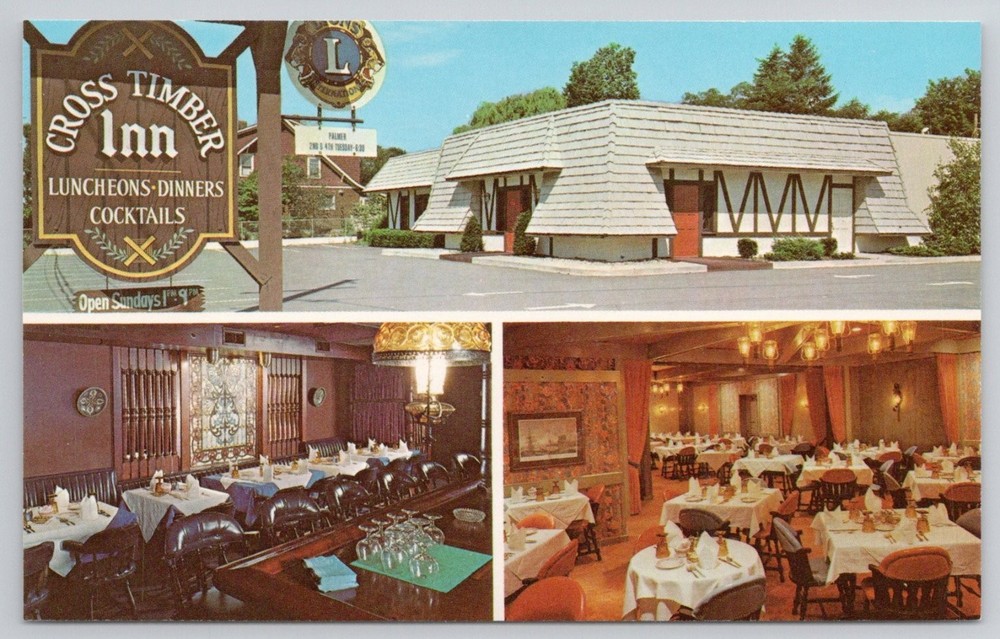 Cross Timber Inn Easton PA Postcard - Vintage Restaurant Bar Lounge Dexter Press