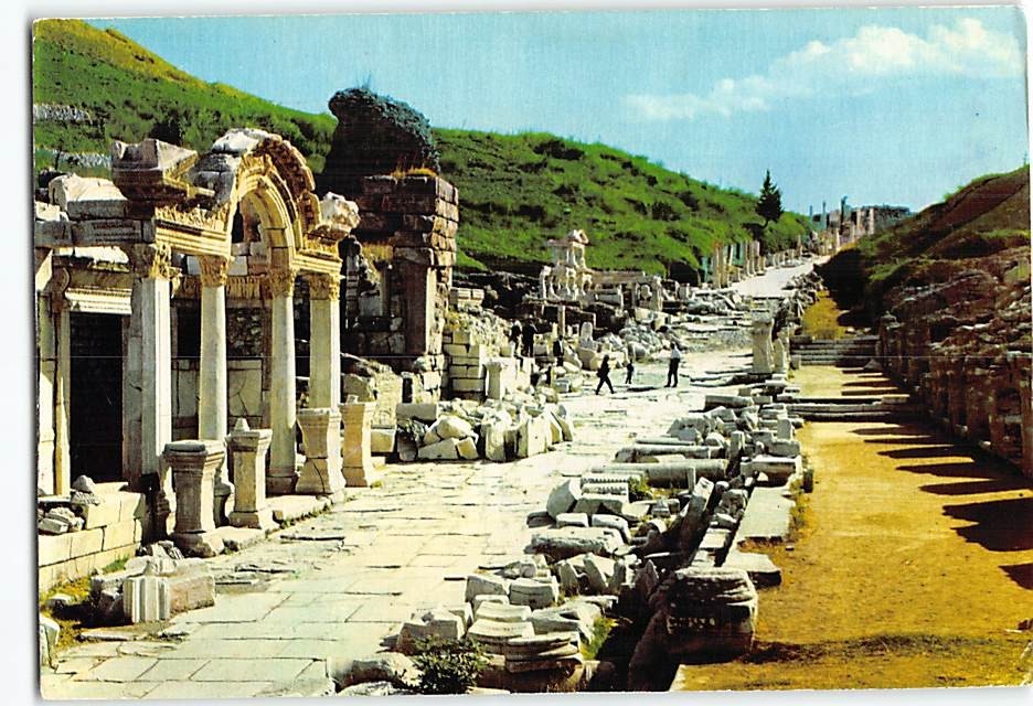 Postcard Ephesus Temple of Hadrianus and Curetiae strect İzmir Turkey