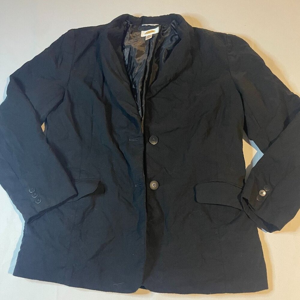 Talbots Blazer Jacket Womens Size 14 Black Two-Button Stretch Career Office