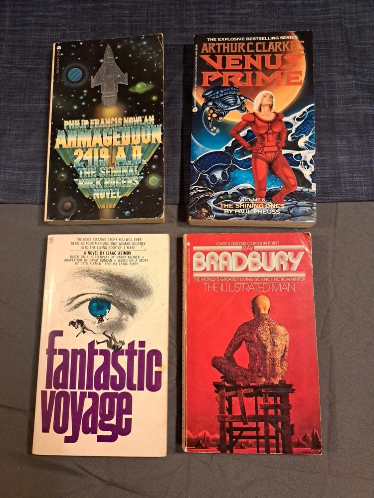 Vintage Sci Fi PB Lot of 4 Clarke Asimov, Bradbury, Nowlan, Buck Rogers