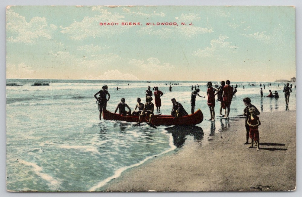 1912 Wildwood NJ Beach Scene Postcard - Union News Co. New Jersey Shore