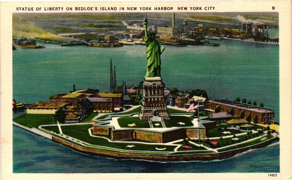 Vintage Statue of Liberty Postcard Bedloes Island New York Harbor