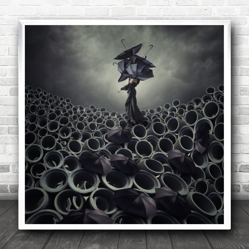 Circles A Broken Serenade Umbrella Cluster Person Square Wall Art Print